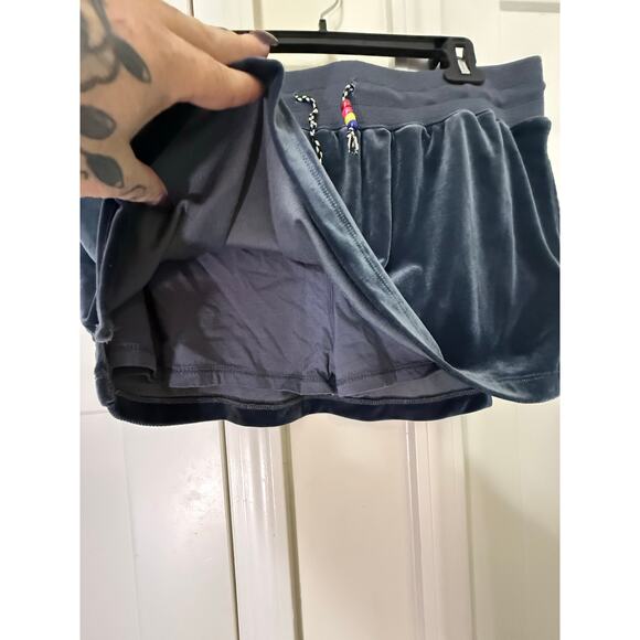 natural life blue velvet skort with beaded waist tie womens large - Picture 4 of 6